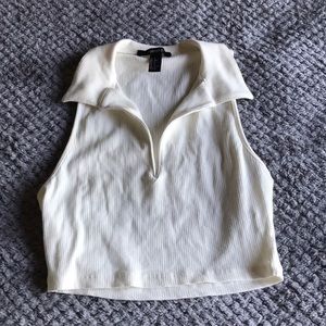 Cream Collar Crop Top